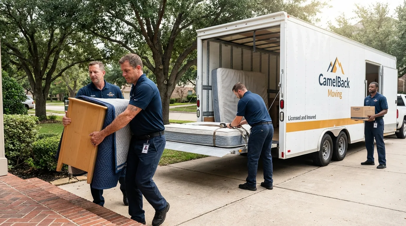 Crew loading residential truck for cross-state move from Monson, MA